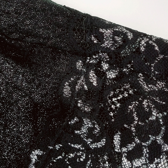 VANITY Y2k Glitter Accented Lace Trim Black Crinkled Stretch Fabric Cami M - Picture 4 of 10